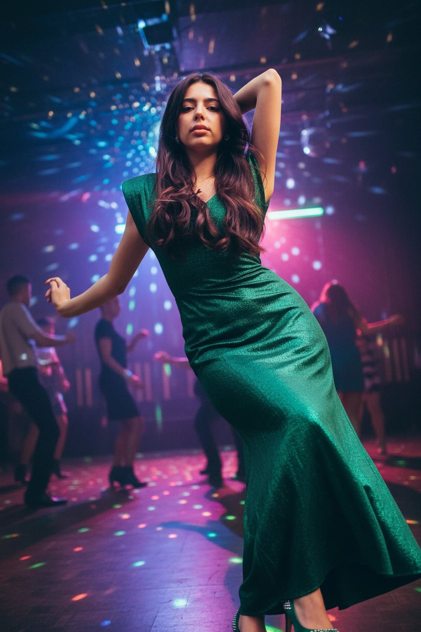 80s Party Outfits filter after transformation - portrait styled in iconic retro evening party look