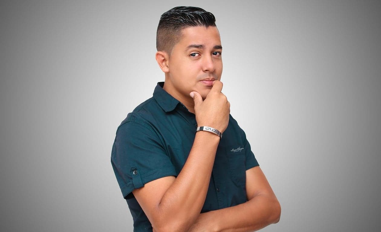 AI bald filter before photo - portrait with full hair before bald transformation