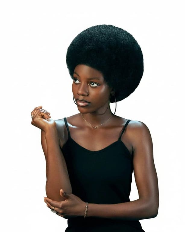 AI green screen remover after photo - young woman isolated with bright neutral background