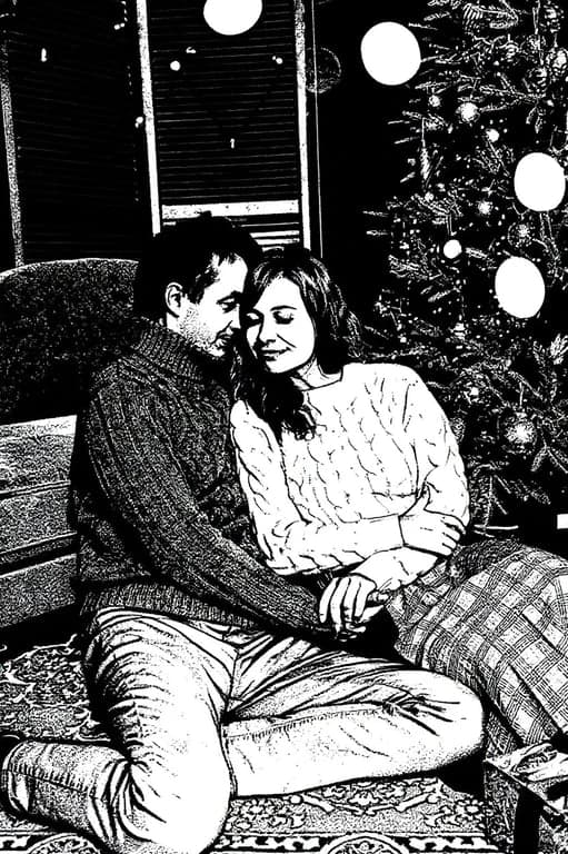 AI stencil maker after transformation - fashion portrait with sharp stencil outlines