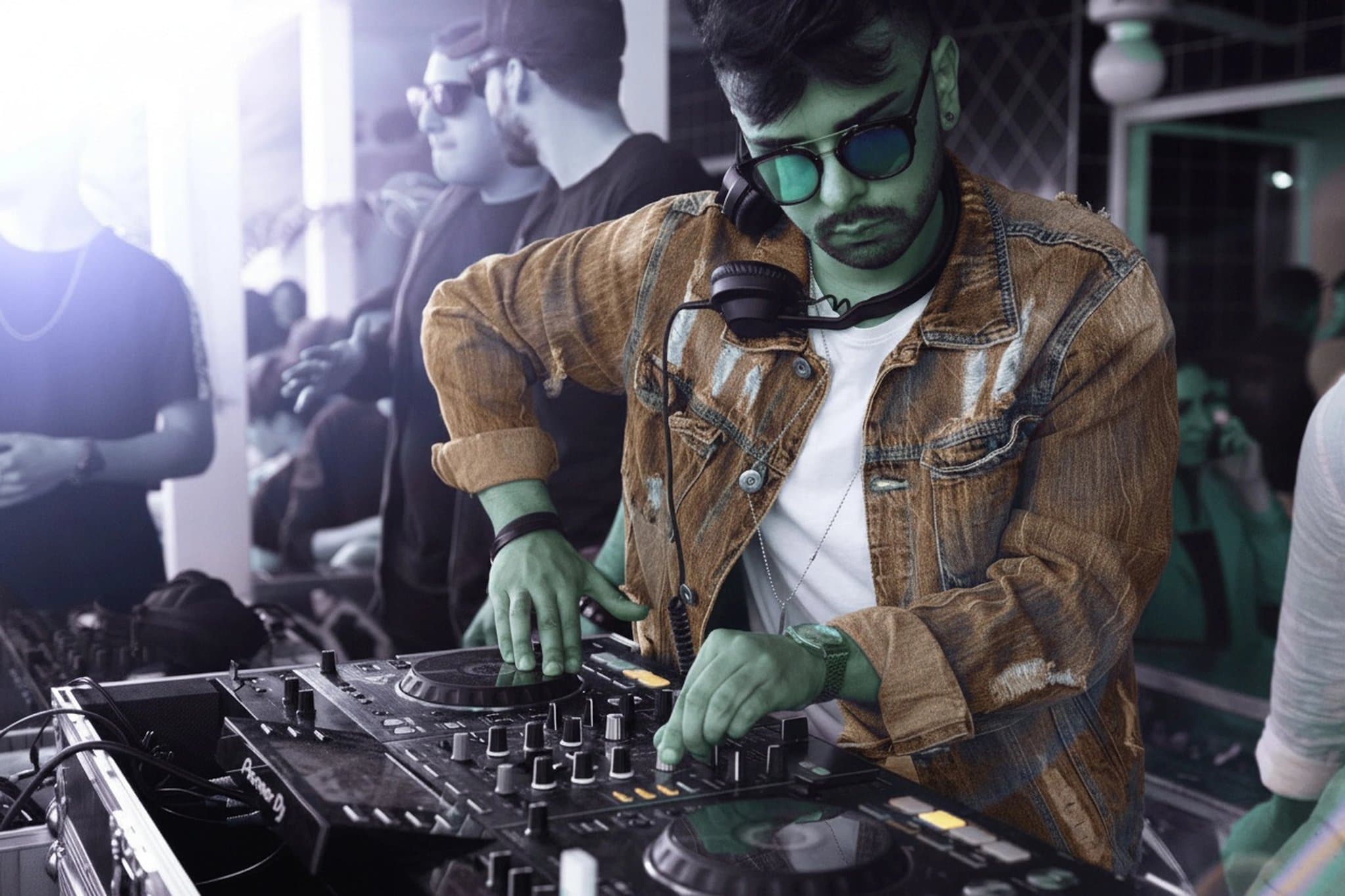 AI color inverter after transformation - influencer photo with creative inverted hue look