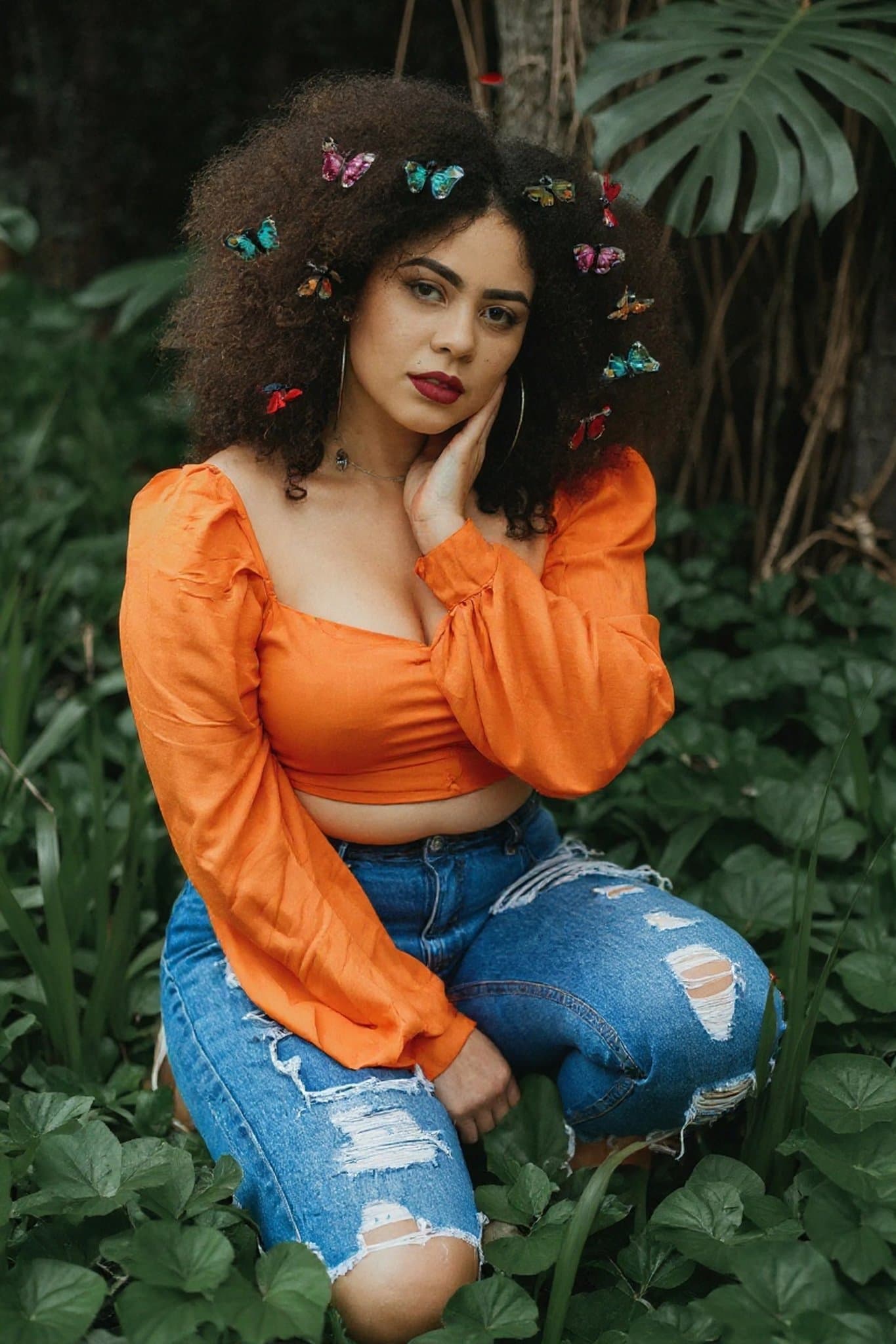 AI pixelate image filter before photo - fashion portrait before digital pixel rendering