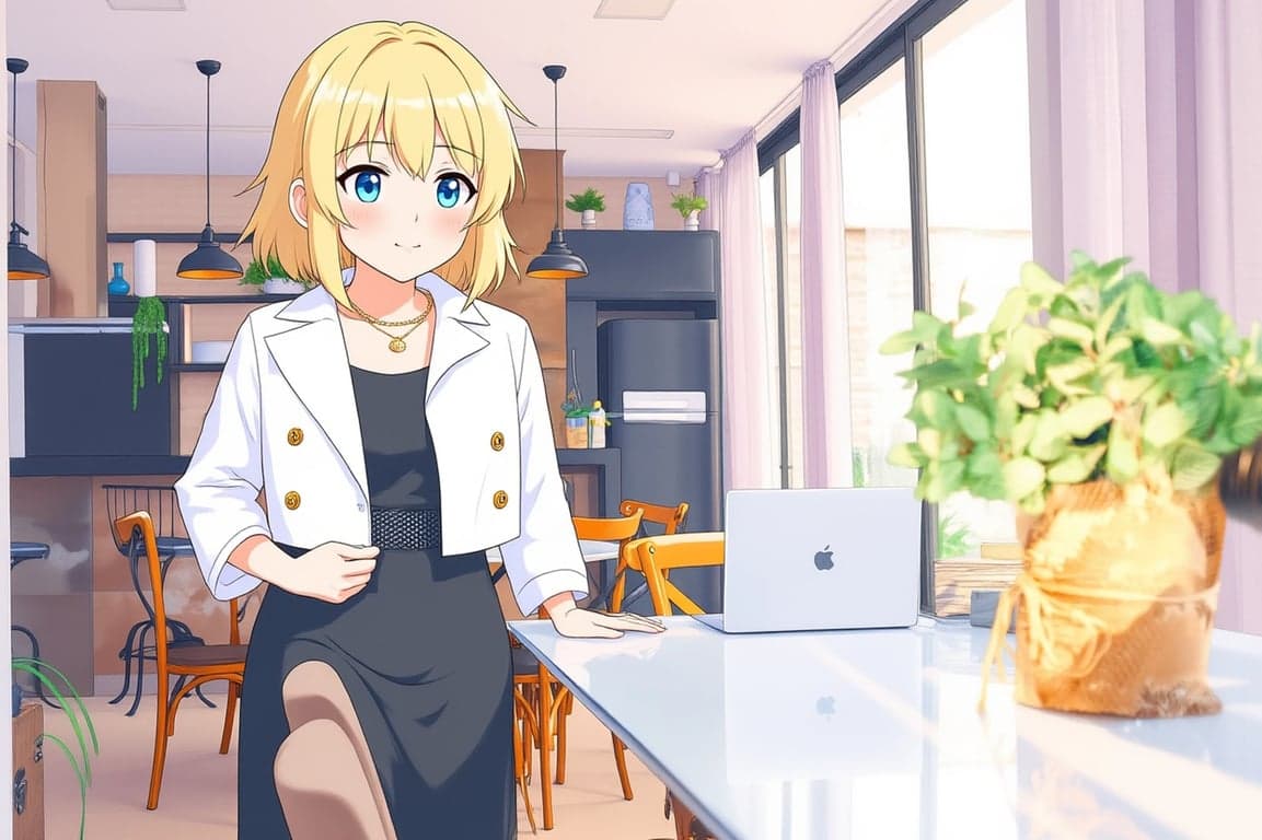 a portrait of a person reimagined as a shoujo anime character with light pastel coloring, subtle blush, soft eye highlights, and smooth line quality