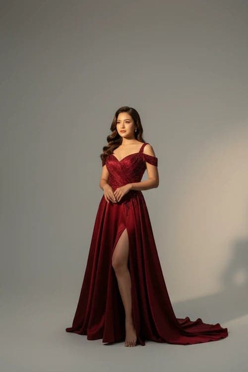 Celebrity Outfits filter after transformation - portrait styled in glamorous red carpet celebrity outfit with refined lighting and polished finish