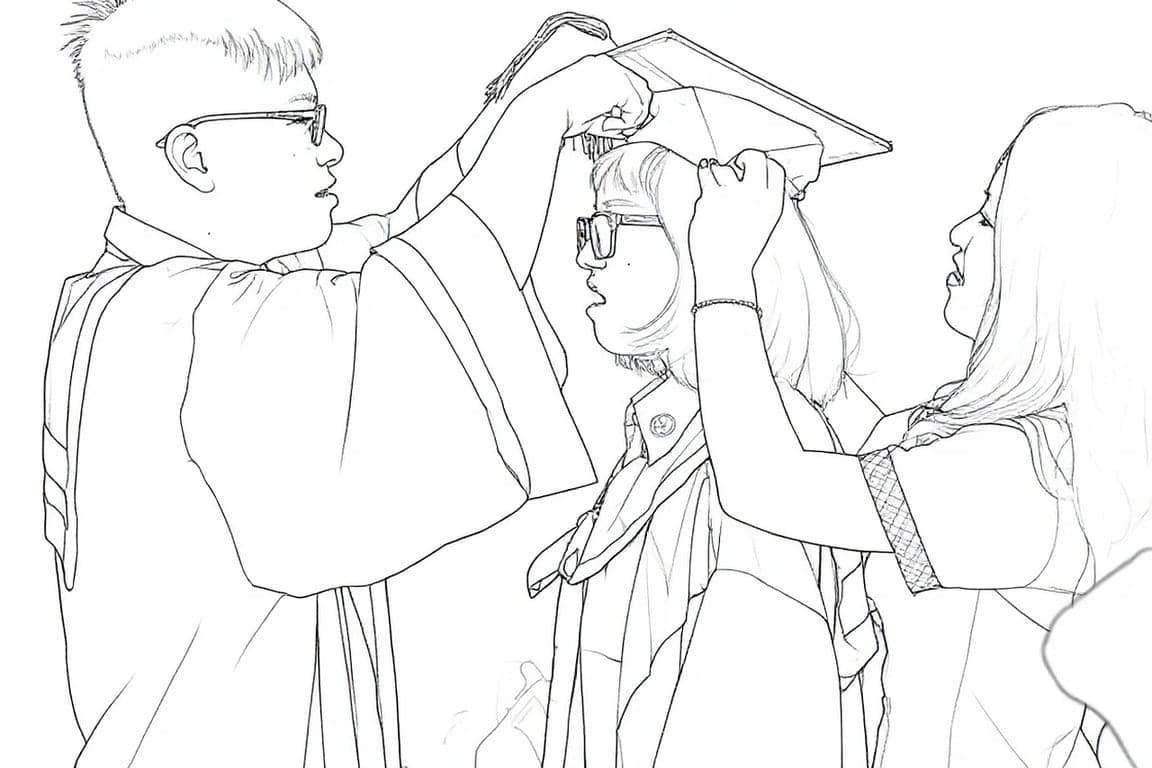 AI line drawing filter after transformation - creative portrait in single continuous line art style