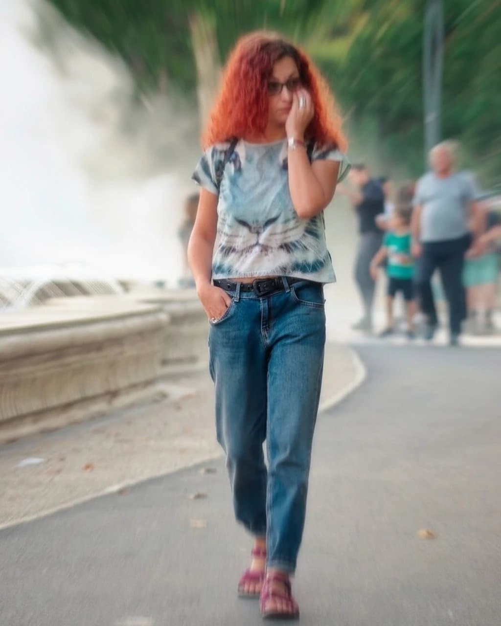 AI blur image filter after transformation - selfie with AI softened background for clear subject focus