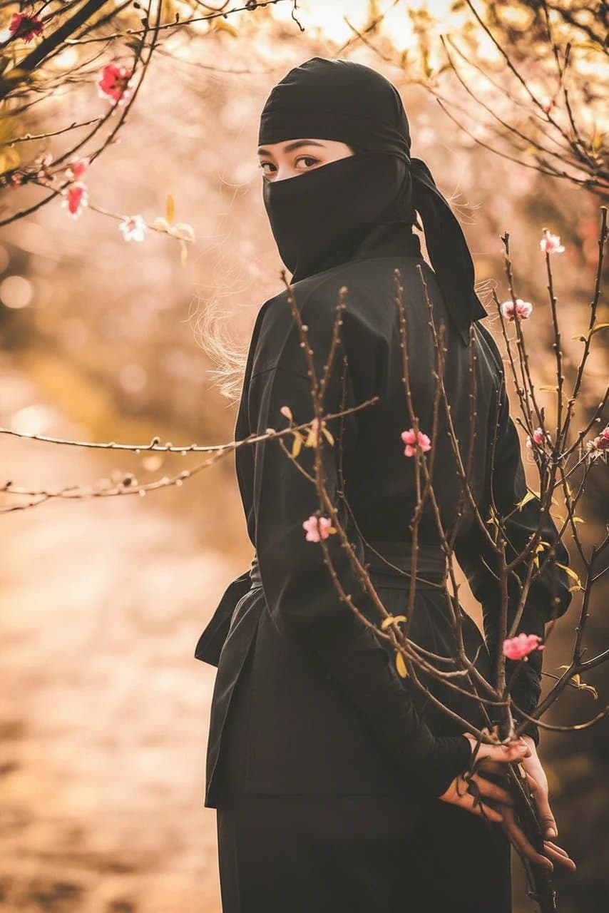 AI ninja outfit filter after transformation - portrait wearing AI generated ninja costume