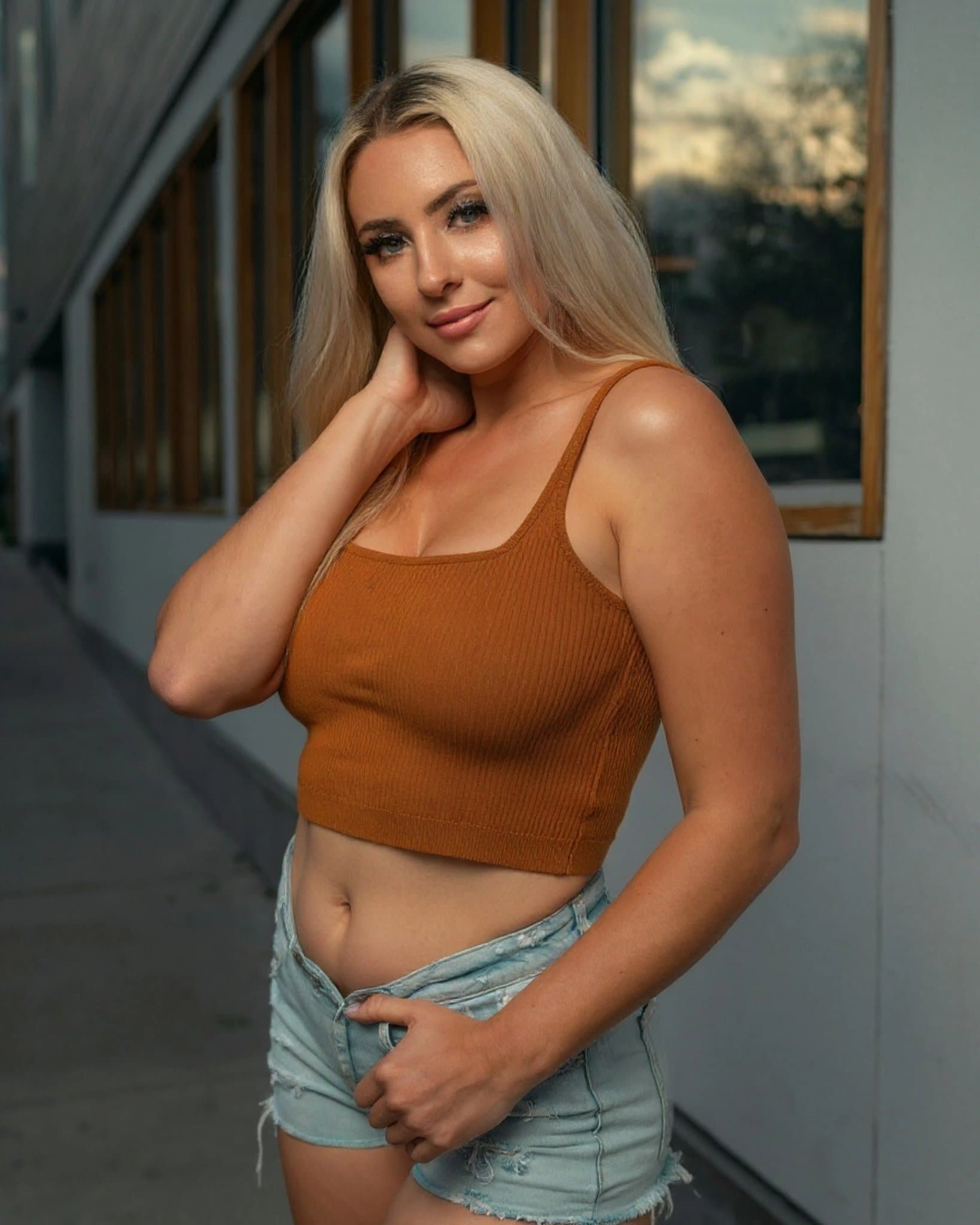 AI fat filter after transformation - influencer photo with realistic fat simulation