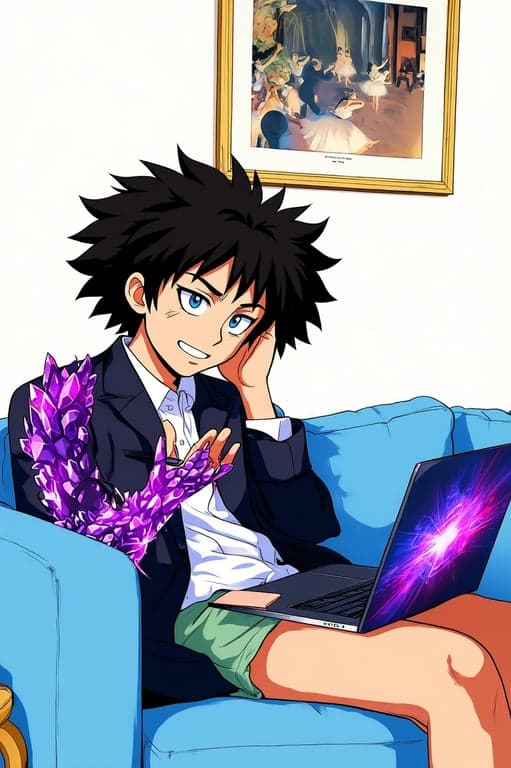 a portrait of a person as a Devil Fruit user in One Piece style, with body partially transformed and vibrant energy effects