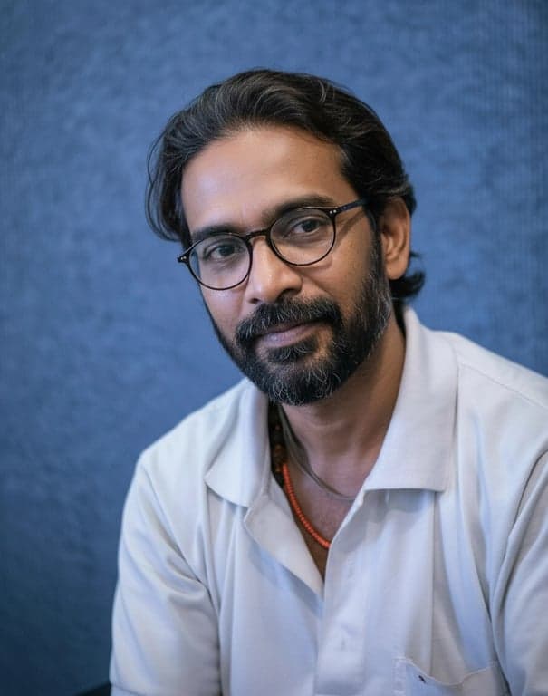 age ai generator after photo - man wearing glasses in his 20s