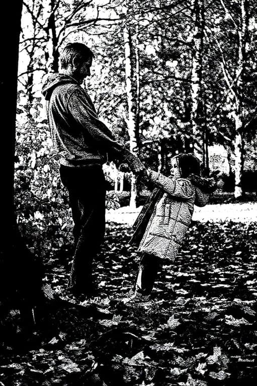 AI stencil maker after transformation - outdoor photo converted to stencil pattern