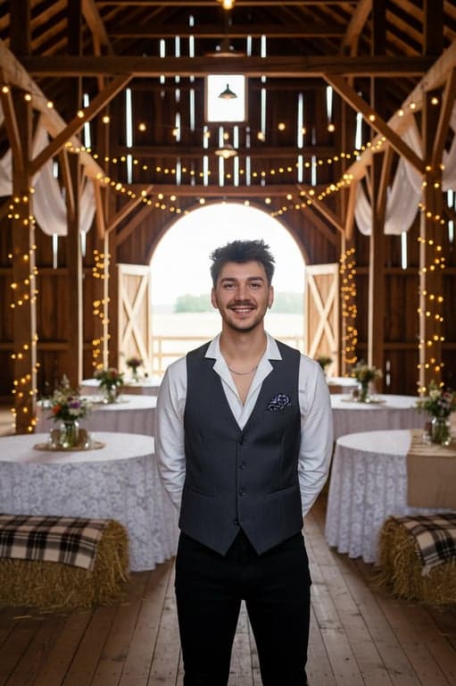 For Wedding Guests Outfits filter after transformation - portrait in relaxed light blazer wedding guest outfit at sunny ceremony