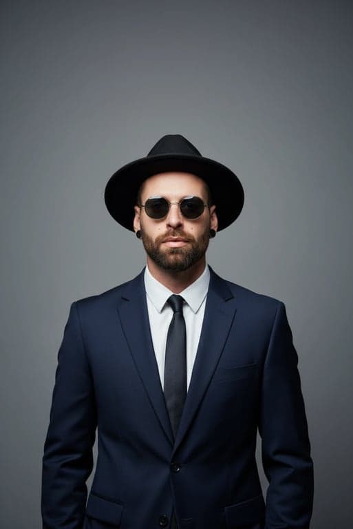 An AI-generated business portrait of a man, classic studio composition, shadow under chin for definition, formal attire, neutral expression, high-resolution finish.