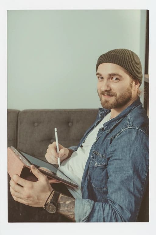 a portrait of a person edited to resemble an instant film photograph with light color fade, clean softness, and nostalgic clarity