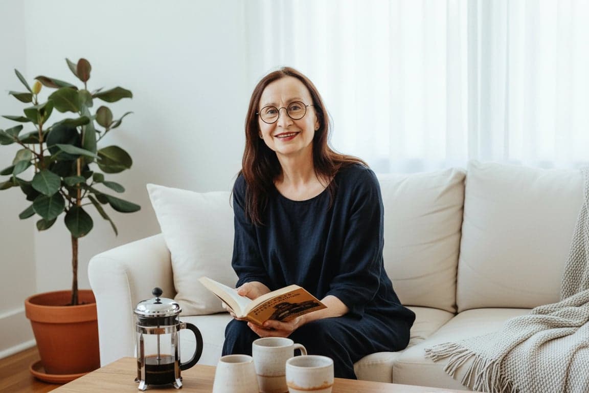 a portrait of a woman, lifestyle editorial, natural yet refined retouching, environmental storytelling, balanced color, candid moment.