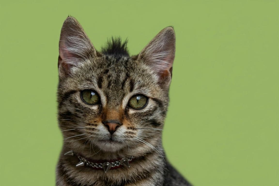 Brat generator after photo - cat sitting between the tree with brat style