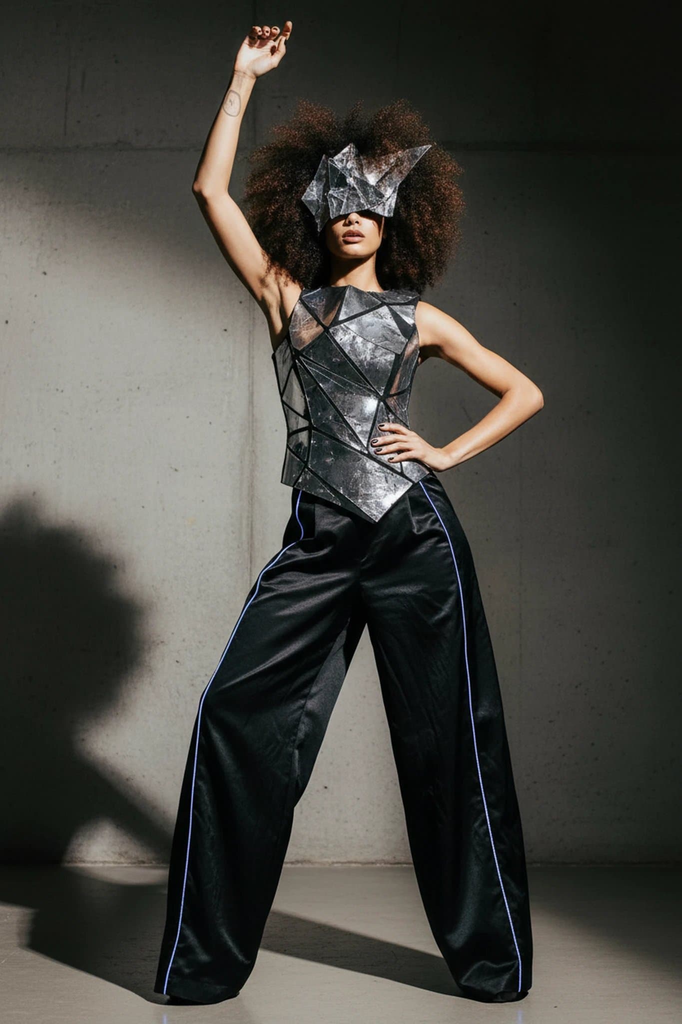 Fashion Week Outfits filter after transformation - portrait styled in avant-garde fashion week look