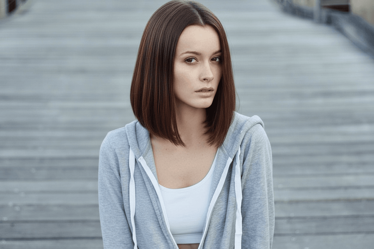 AI hair style filter after transformation - virtual A-line bob hairstyle