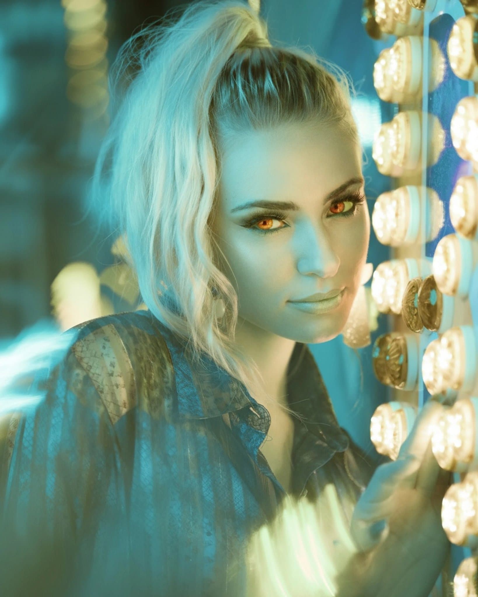 AI negative image filter after transformation - full body photo featuring AI generated negative tones