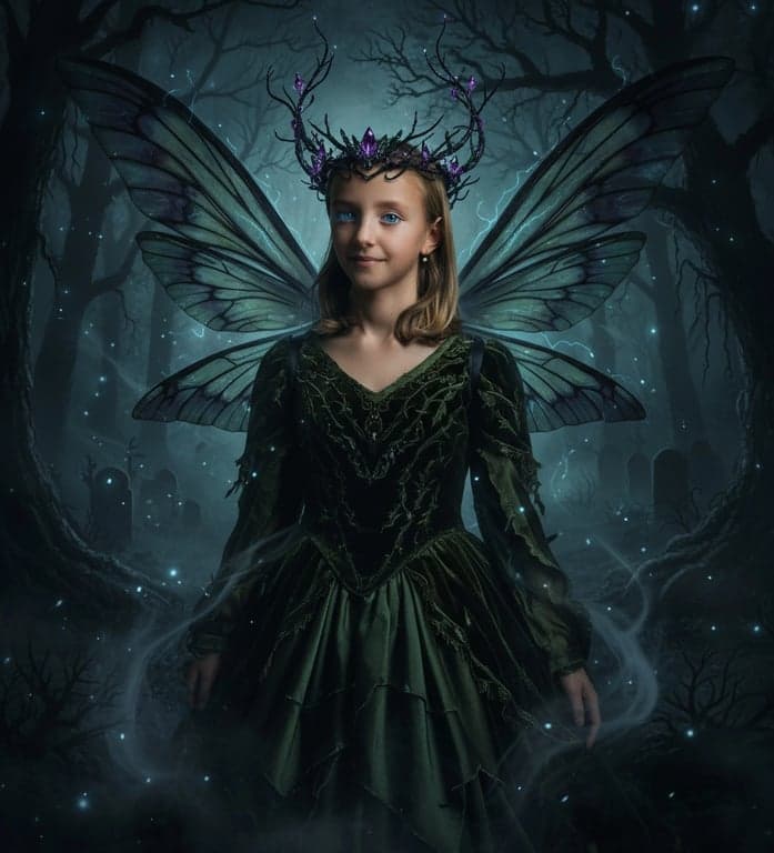 AI fairy after pic - elegant dark fairy with mystical atmosphere